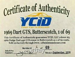 1/18 SCALE, YCID #5, 1969 DODGE DART 440, 1 of 69, NEW RELEASE, ALMOST GONE