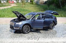 1/18 Scale Lincoln Nautilus 2018 SUV Blue Diecast Car Model Toy Collection