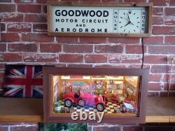 1/18th scale Diorama Goodwood revival wooden display case & usb lights diecast