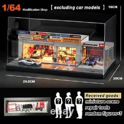 1/64 Scale Car Repair Station Diorama Lighted Display Scene with Dust Cover