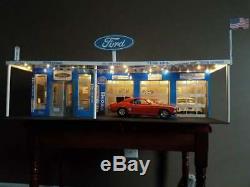 118 Scale DIECAST DIORAMA 4 BAY GARAGE SHOP WITH LIGHTS FORD