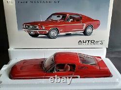 AutoArt Millennium 1968 Ford Mustang GT 390 Fastback Red 118 Scale Diecast Car