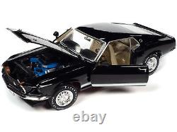 AutoWorld 1969 Ford Mustang GT 2+2 Raven Black 1/18 Scale Diecast Car AMM1292