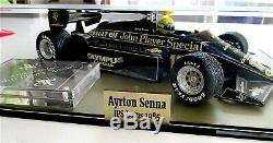 Ayrton Senna Jps Big 1/12 Scale Model With Display Case & Signatures