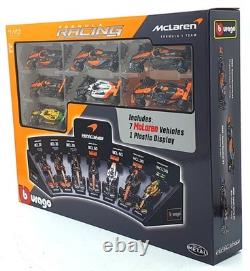 Burago 1/43 Scale 18-38169 McLaren Racing 7 Cars and Display Stand