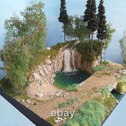 Diorama Forest with waterfall, lake, forest, mountain road, scale 132 to 1160