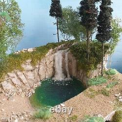 Diorama Forest with waterfall, lake, forest, mountain road, scale 132 to 1160