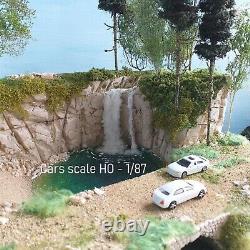 Diorama Forest with waterfall, lake, forest, mountain road, scale 132 to 1160