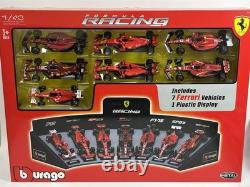 Ferrari Formula 1 Set of 7 Cars with Display Stand 143 Scale Bburago 36864