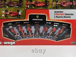 Ferrari Formula 1 Set of 7 Cars with Display Stand 143 Scale Bburago 36864