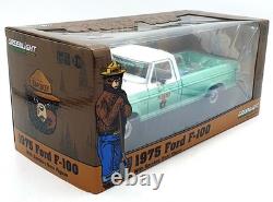 Greenlight 1/18 Scale 13636 1975 Ford F-100 with Smokey Bear Figure Turquoise