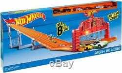 Hot Wheels Super 6-Lane Raceway Set Includes Six Hot Wheels 164 Scale Cars Race