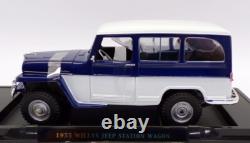 Lucky Diecast 1/18 Scale 92858 1955 Willy's Jeep Station Wagon Blue/White