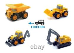 Model Die Cast Mini Construction Vehicles, Pull-back, 4 Styles, 12 Pieces, Scale