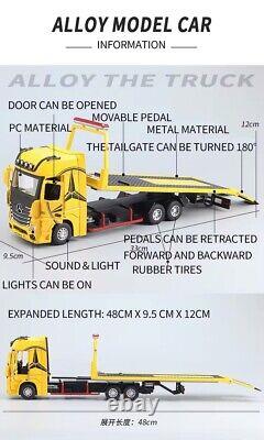 New Large Mercedes Benz 1851 Flatbed Trailer Alloy Model Car Diecast Vehicle UK