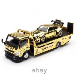 POP RACE xcartoys Truck & 930 RWB Porsche Gold Limited Edition 1/64 scale