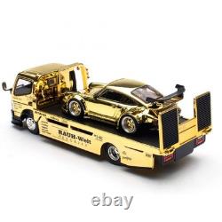 POP RACE xcartoys Truck & 930 RWB Porsche Gold Limited Edition 1/64 scale