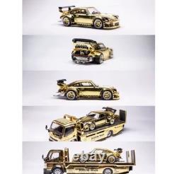 POP RACE xcartoys Truck & 930 RWB Porsche Gold Limited Edition 1/64 scale