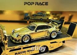 POP RACE xcartoys Truck & 930 RWB Porsche Gold Limited Edition 1/64 scale
