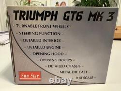 Sun Star Triumph GT6 Mk3 Red 118 Scale Diecast Boxed Excellent (Sunstar)