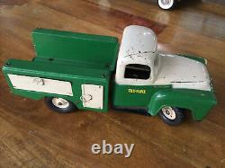 Vintage Tru Scale Green + White Service Truck, Pressed Steel Toy