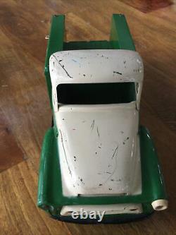 Vintage Tru Scale Green + White Service Truck, Pressed Steel Toy