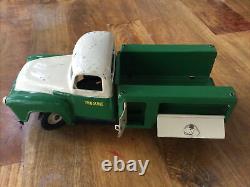 Vintage Tru Scale Green + White Service Truck, Pressed Steel Toy