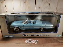 Welly 1963 Chevy Impala Convertible 118 Scale Diecast Model Car Blue